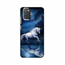 Чехол с принтом для Samsung Galaxy M02s - (на черном) (AlphaPrint) Единорог в лесу - купить на Floy.com.ua
