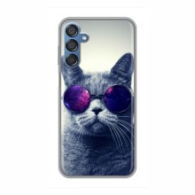 Чехол с принтом для Samsung Galaxy M15 (M156) - (на черном) (AlphaPrint) Кот в очках - купить на Floy.com.ua