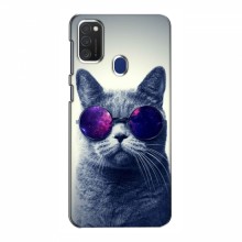 Чехол с принтом для Samsung Galaxy M21s - (на черном) (AlphaPrint) Кот в очках - купить на Floy.com.ua