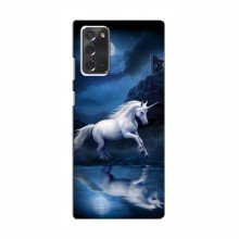 Чехол с принтом для Samsung Galaxy Note 20 - (на черном) (AlphaPrint) Единорог в лесу - купить на Floy.com.ua