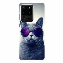 Чехол с принтом для Samsung Galaxy S20 Ultra - (на черном) (AlphaPrint) Кот в очках - купить на Floy.com.ua