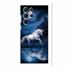 Чехол с принтом для Samsung Galaxy S22 Ultra - (на черном) (AlphaPrint) Единорог в лесу - купить на Floy.com.ua