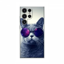 Чехол с принтом для Samsung Galaxy S23 Ultra - (на черном) (AlphaPrint) Кот в очках - купить на Floy.com.ua