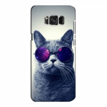 Чехол с принтом для Samsung S8, Galaxy S8, G950 - (на черном) (AlphaPrint) Кот в очках - купить на Floy.com.ua