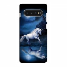Чехол с принтом для Samsung S10 - (на черном) (AlphaPrint) Единорог в лесу - купить на Floy.com.ua