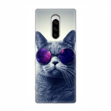 Чехол с принтом для Sony Xperia 1 - (на черном) (AlphaPrint) Кот в очках - купить на Floy.com.ua