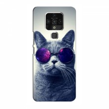 Чехол с принтом для TECNO Camon 16 Pro - (на черном) (AlphaPrint) Кот в очках - купить на Floy.com.ua