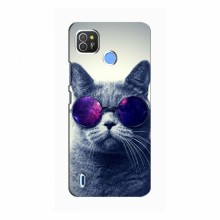 Чехол с принтом для TECNO Pop 4 LTE - (на черном) (AlphaPrint) Кот в очках - купить на Floy.com.ua