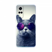 Чехол с принтом для ViVO Y53S - (на черном) (AlphaPrint) Кот в очках - купить на Floy.com.ua