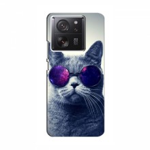 Чехол с принтом для Xiaomi 13T - (на черном) (AlphaPrint) Кот в очках - купить на Floy.com.ua