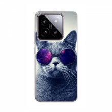 Чехол с принтом для Xiaomi 14 - (на черном) (AlphaPrint) Кот в очках - купить на Floy.com.ua