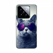 Чехол с принтом для Xiaomi 14 Pro - (на черном) (AlphaPrint) Кот в очках - купить на Floy.com.ua