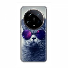 Чехол с принтом для Xiaomi 14 Ultra - (на черном) (AlphaPrint) Кот в очках - купить на Floy.com.ua