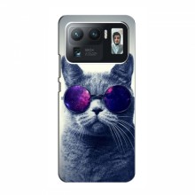 Чехол с принтом для Xiaomi Mi 11 Ultra - (на черном) (AlphaPrint) Кот в очках - купить на Floy.com.ua