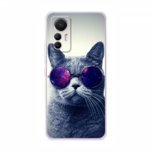 Чехол с принтом для Xiaomi 12 Lite - (на черном) (AlphaPrint) Кот в очках - купить на Floy.com.ua