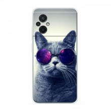 Чехол с принтом для Xiaomi POCO M5 - (на черном) (AlphaPrint) Кот в очках - купить на Floy.com.ua