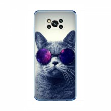 Чехол с принтом для Xiaomi POCO X3 - (на черном) (AlphaPrint) Кот в очках - купить на Floy.com.ua