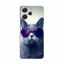 Чехол с принтом для Xiaomi Redmi 12 - (на черном) (AlphaPrint) Кот в очках - купить на Floy.com.ua