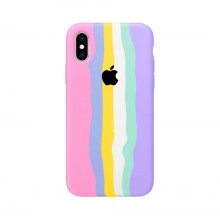 Чехол Silicone case Full Rainbow для Apple iPhone Xs Розовый - купить на Floy.com.ua