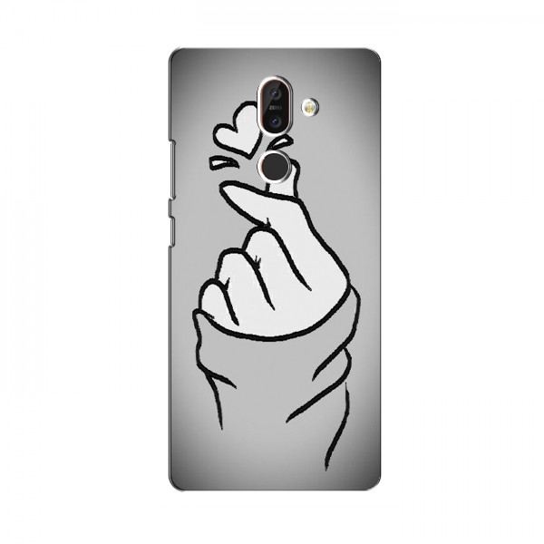 Чехол с принтом для Nokia 7 Plus (AlphaPrint - Знак сердечка)