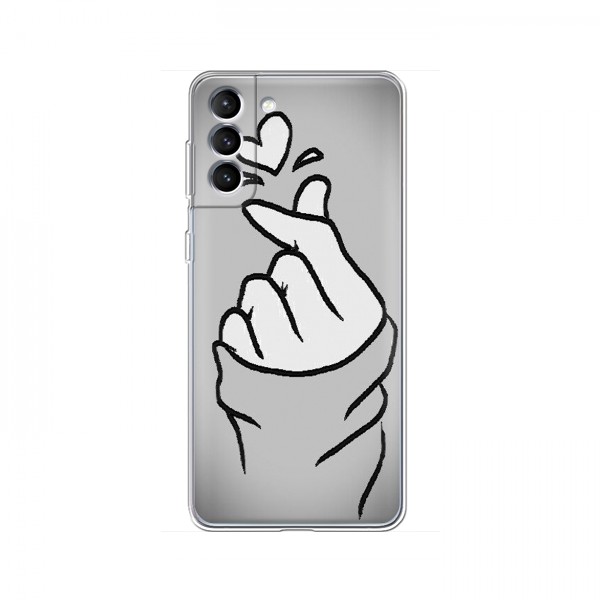 Чехол с принтом для Samsung Galaxy S21 FE (AlphaPrint - Знак сердечка)