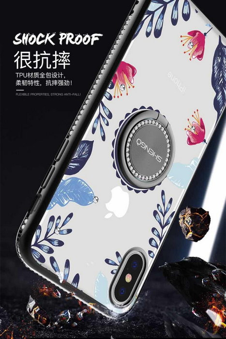 TPU чехол Shengo со стразами и кольцом-держателем для Apple iPhone XS Max (6.5")
