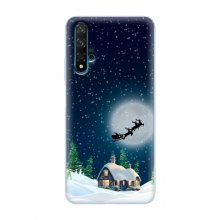 Рождественские Чехлы для Huawei Nova 5T (VPrint) Санта на фоне луны - купить на Floy.com.ua