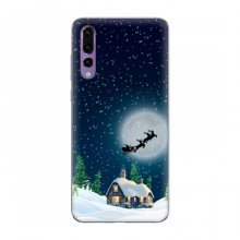 Рождественские Чехлы для Huawei P20 Pro (VPrint) Санта на фоне луны - купить на Floy.com.ua