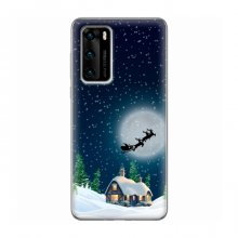 Рождественские Чехлы для Huawei P40 (VPrint) Санта на фоне луны - купить на Floy.com.ua