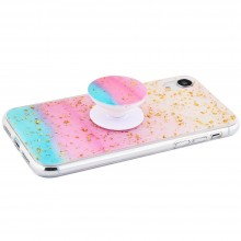 Защитный чехол Fashion Case Confetti Mramor + Pop Socket для iPhone X/Xs