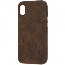 Кожаный чехол Croco Leather для Apple iPhone X / XS (5.8") Brown - купить на Floy.com.ua