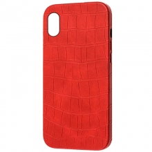 Кожаный чехол Croco Leather для Apple iPhone X / XS (5.8") Red - купить на Floy.com.ua
