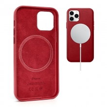 Кожаный чехол Leather Case (AAA) with MagSafe для Apple iPhone 12 Pro / 12 (6.1")
