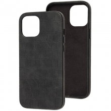 Кожаный чехол Croco Leather для Apple iPhone 13 mini (5.4") Black - купить на Floy.com.ua