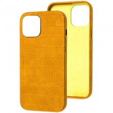 Кожаный чехол Croco Leather для Apple iPhone 13 mini (5.4") Yellow - купить на Floy.com.ua