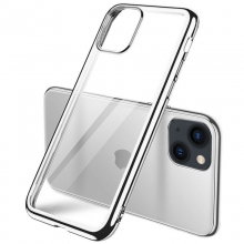 Прозрачный силиконовый чехол глянцевая окантовка Full Camera для Apple iPhone 13 mini (5.4") Серебряный - купить на Floy.com.ua