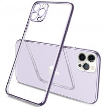 Прозрачный силиконовый чехол глянцевая окантовка Full Camera для Apple iPhone 13 Pro (6.1") Сиреневый - купить на Floy.com.ua