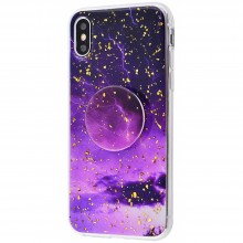 Защитный чехол Fashion Case Confetti Mramor + Pop Socket для iPhone Xs Max Фиолетовый - купить на Floy.com.ua
