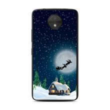 Рождественские Чехлы для Motorola Moto C XT1750 (VPrint) Санта на фоне луны - купить на Floy.com.ua