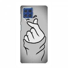 Чехол с принтом для Samsung Galaxy F62 (AlphaPrint - Знак сердечка) Серый фон - купить на Floy.com.ua