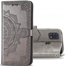 Кожаный чехол (книжка) Art Case с визитницей для Samsung Galaxy M31 Серый - купить на Floy.com.ua