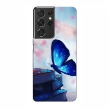 Чехол с печатью (Подарочные) для Samsung Galaxy S21 Ultra (AlphaPrint) Бабочка синяя - купить на Floy.com.ua