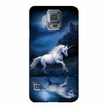 Чехол с принтом (на черном) для Samsung S5, Galaxy S5, G900 (AlphaPrint) Единорог в лесу - купить на Floy.com.ua