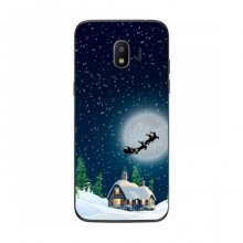 Рождественские Чехлы для Samsung J2 2018, J250 (VPrint) Санта на фоне луны - купить на Floy.com.ua