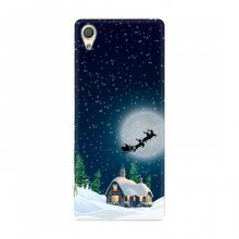 Рождественские Чехлы для Sony Xperia X (VPrint) Санта на фоне луны - купить на Floy.com.ua