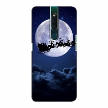 Новогодние Чехлы для Оппо Ф11 (VPrint) Санта - луна - купить на Floy.com.ua