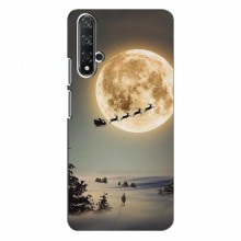 Новогодние, Праздничные Чехлы для Huawei Nova 5T - 2024 год Санта на луне - купить на Floy.com.ua