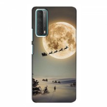 Новогодние, Праздничные Чехлы для Huawei P Smart 2021 - 2024 год Санта на луне - купить на Floy.com.ua