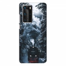 Новогодние, Праздничные Чехлы для Huawei P40 Pro - 2024 год Зимний поезд - купить на Floy.com.ua