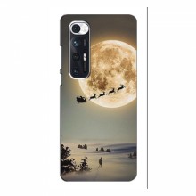 Новогодние, Праздничные Чехлы для Xiaomi Mi 10s - 2024 год Санта на луне - купить на Floy.com.ua